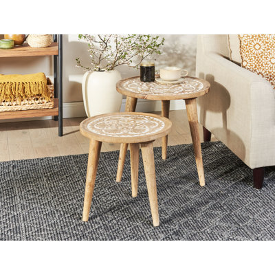 Bernnadette Solid Wood Tray Top Nesting Tables