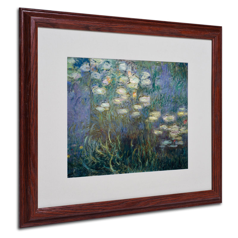 Claude Monet Water Lilies Abstract Canvas Art with Brown Frame