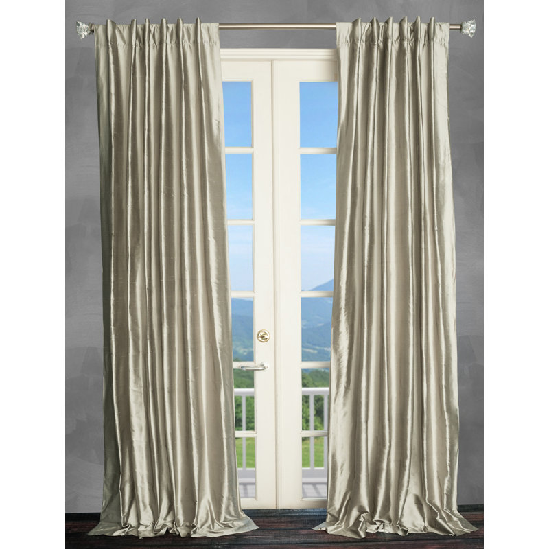 Silk Room Darkening Single Curtain Panel, 50" W x 108" L, Shadow