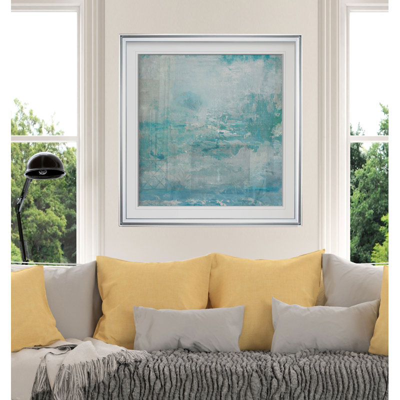 Aqua Skies - reproduction d'art, H 16 po x l 16 po x P 1,5 po, Cadre argenté
