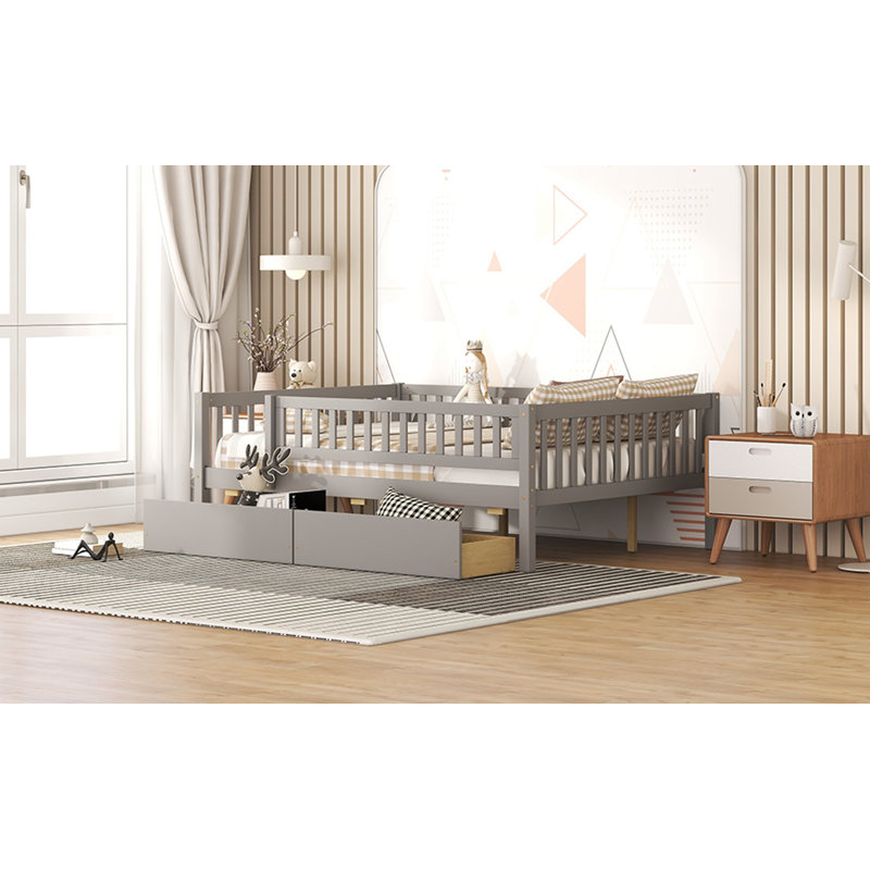 Hanon Kids Daybed with Drawers, Gray, Full