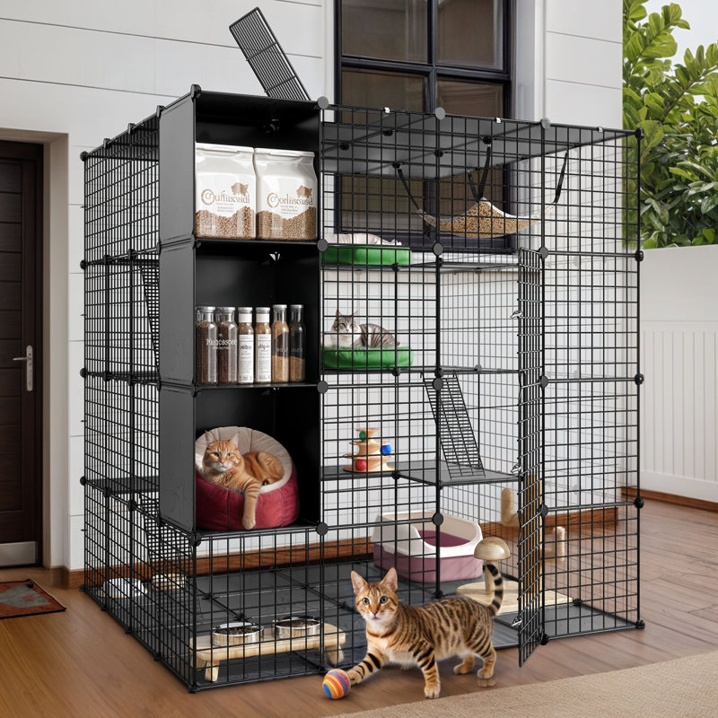 Large Cat Cage Cat Enclsoure with 3 tier shelves