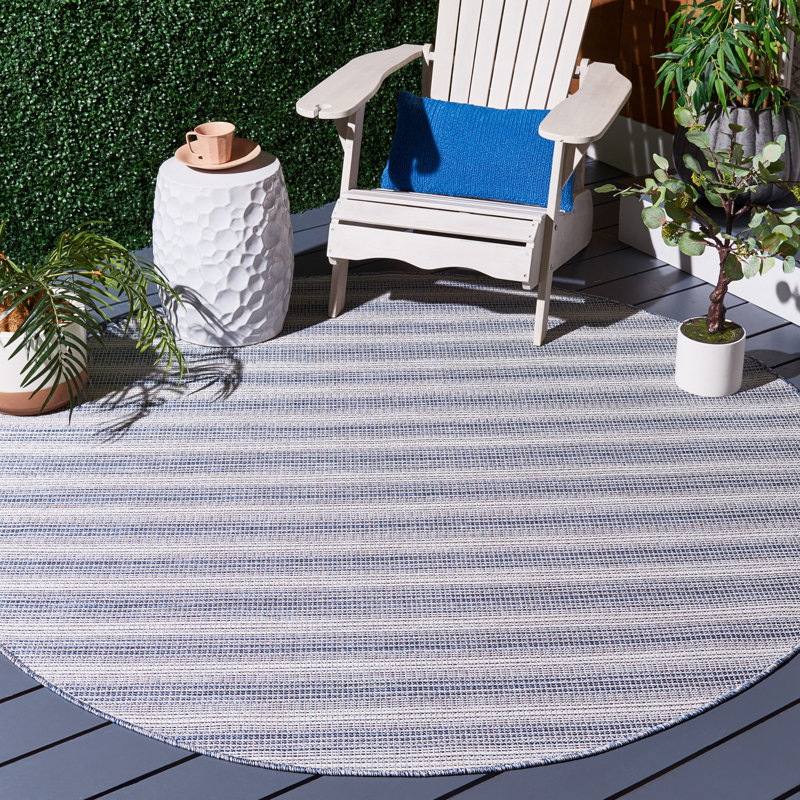 Tapis intérieur / extérieur bleu Tribeca 231, Rond 6 pi 5 po