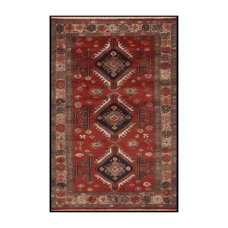 Machine Washable Turkish Brown Area Rug, Rectangulaire 7 pi x 10 pi
