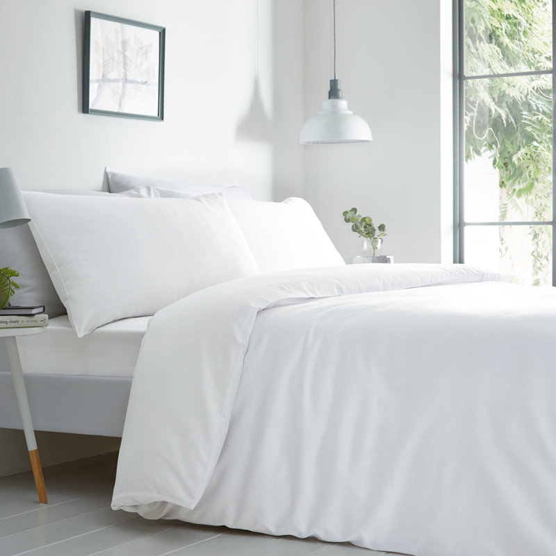 Purity Home 300TC 100% Organic Cotton Duvet Set, White, Super King Duvet Cover + 2 Standard Pillowscases