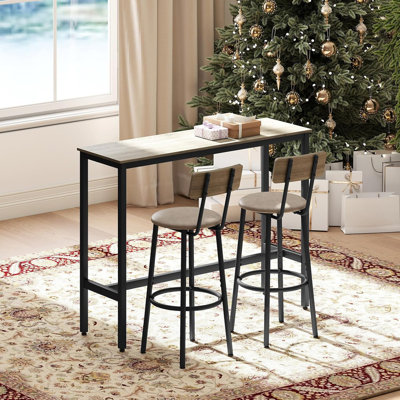 Bar Table Set with Bar stools PU Soft seat with backrest