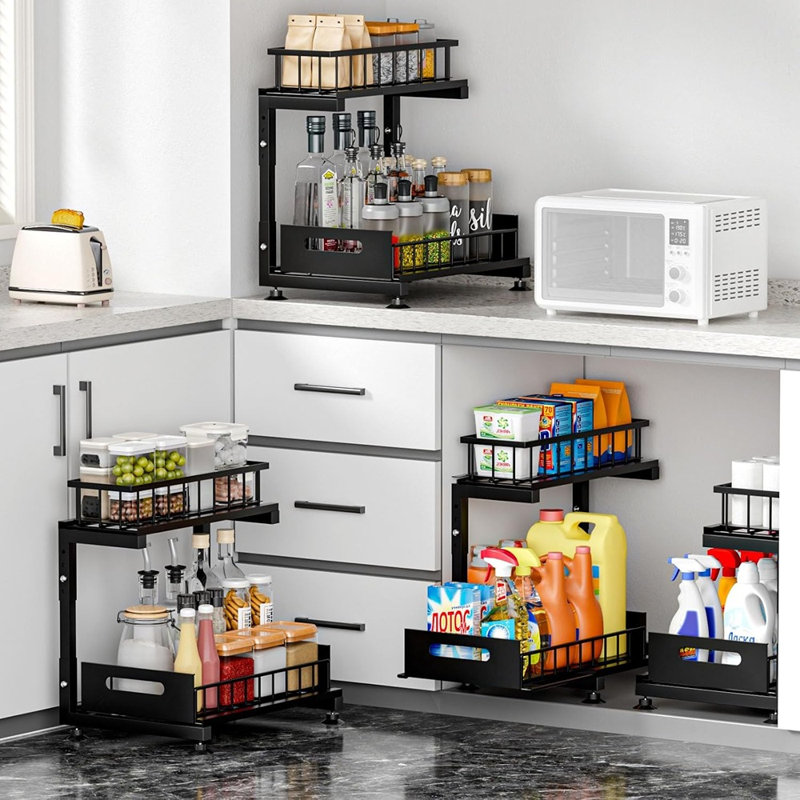Ensemble de 2 tablettes coulissantes sous le lavabo à 2 niveaux