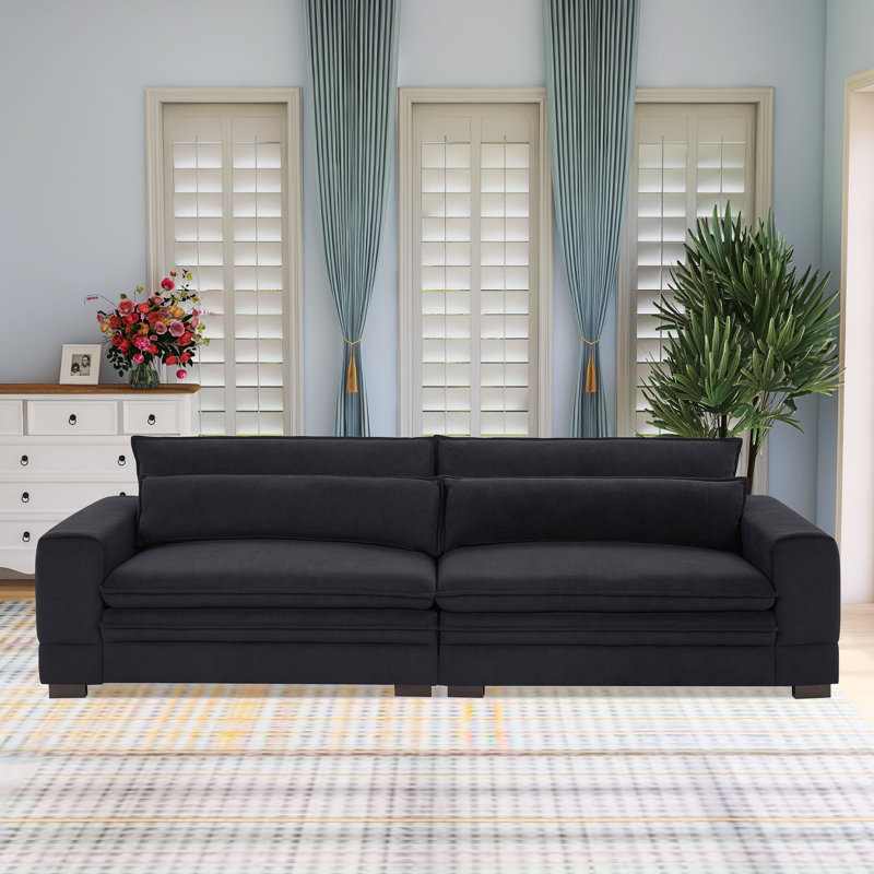 Arqile 104.72" Upholstered Sofa, Black Polyester