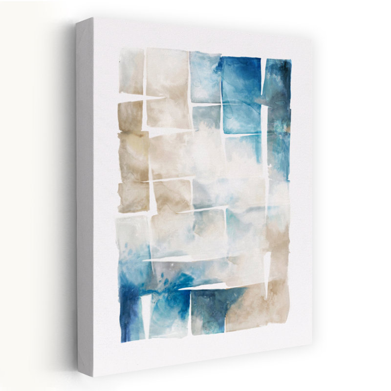 Abstrait mosaïque abstraite, art géométrique de paysage marin éthéré, H 24 po x l 16 po