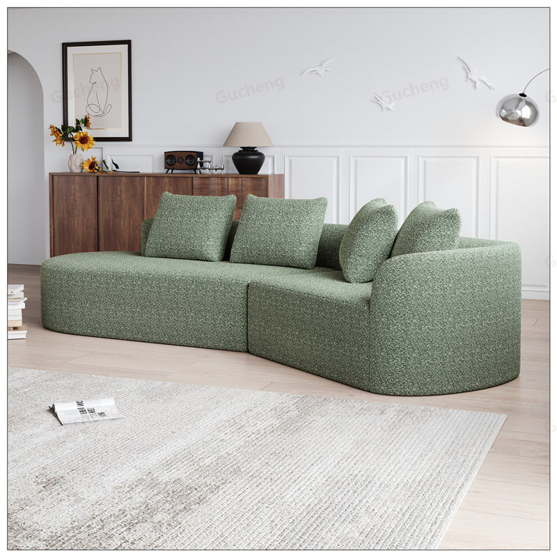 Canapé modulaire surdimensionné en chenille moderne avec sièges extra profonds et larges, siège courbé 4 places pour une vie confortable