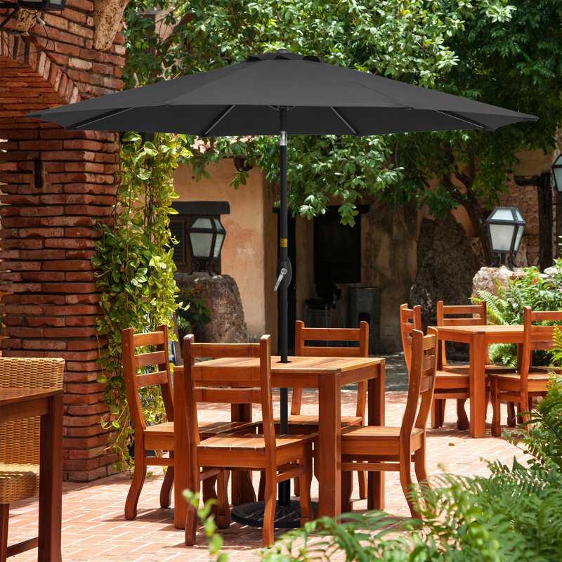 Parasol de marché de 9 pi Donyeal, parasol d'extérieur avec manivelle et inclinaison, protection contre les rayons UV pour toutes les saisons