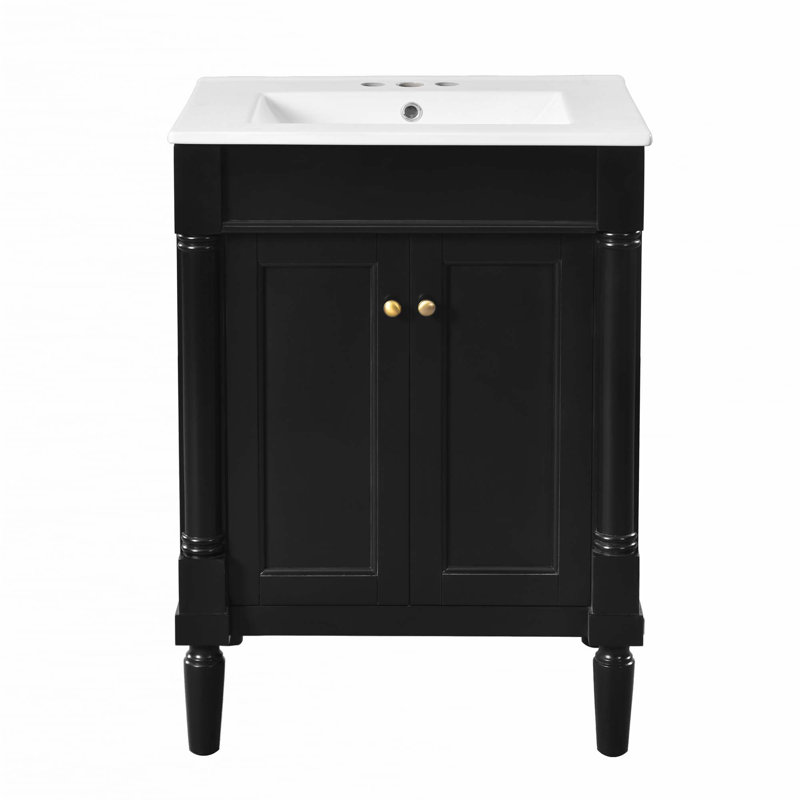 Meuble-lavabo 24 po avec lavabo supérieur, Noir