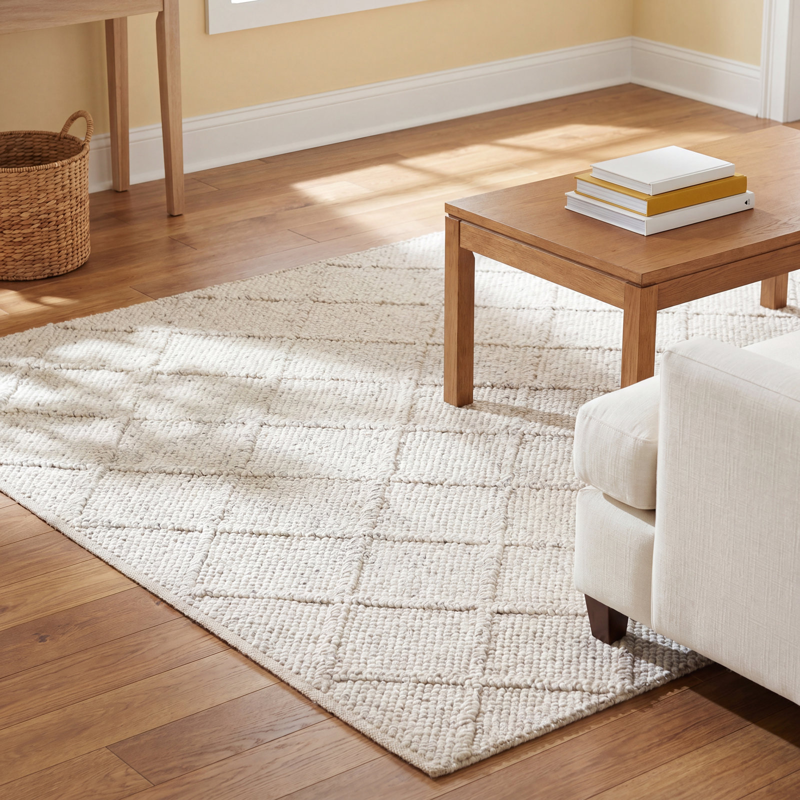 White Flatweave Oriental Rug, Rectangle 6' x 9'