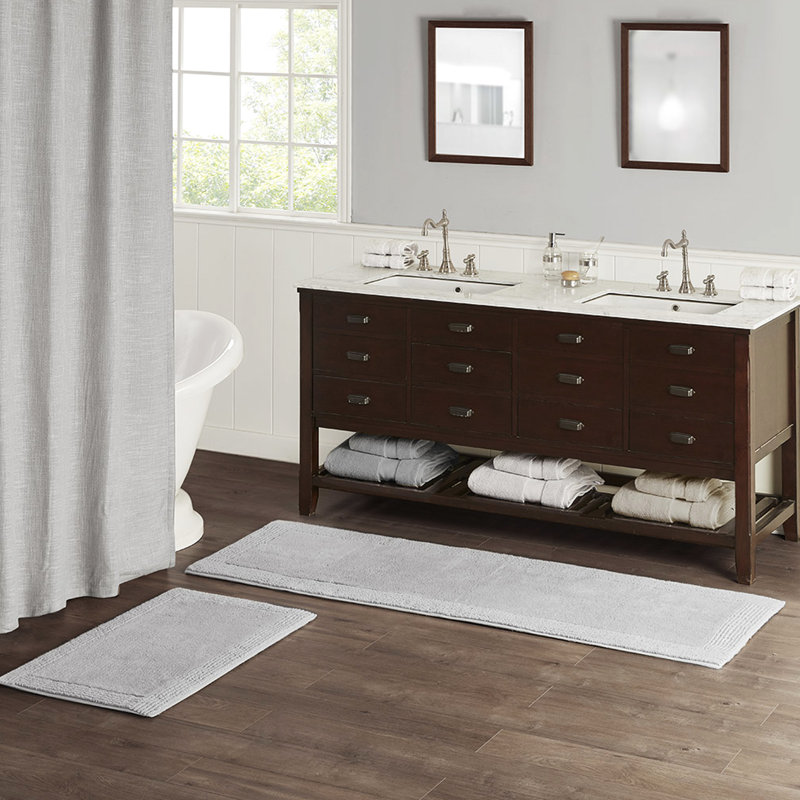 Tapis 100% coton 3000G / m² 3000 x 21 po, entièrement réversible et chic, antidérapant, Gris