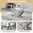 Modern Glass Dining Table Set, Clear Glass Dining Table with Stainless Steel Pedestal & Dining Chairs, 70" Rectangle Dining Room Table and Chairs Set, Luxury Kitchen Table Set-539541701-539541696-539541697