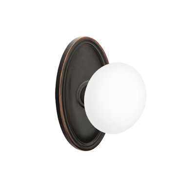 Emtek Passage Knobset w/ Oval Roestte and Ice White Porcelain Knob