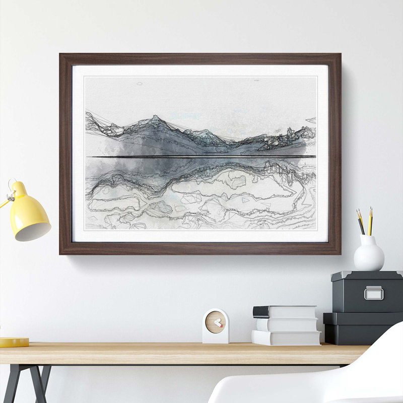 Lake McDonald Montana in Abstract - Picture Frame Graphic Art Print, Walnut Framed, 27cm H x 36cm W x 2cm D