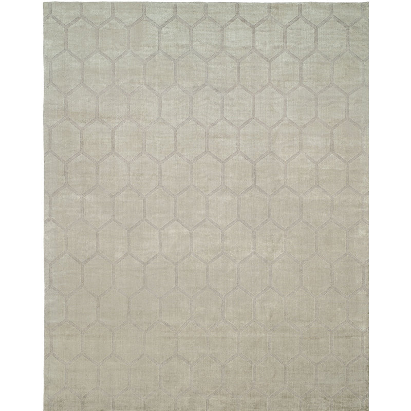 Hand Loomed Geometric Area Rug in Beige, Rectangle 8' x 10'