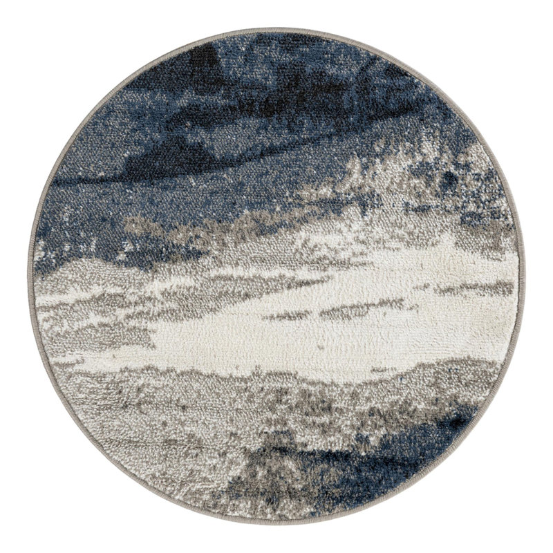 Ivy Bronx Glomma Nathanyl Rug Blue, Round 3'1"