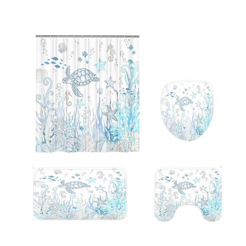 Ensemble de 4 tapis de salle de bain Blue Sea