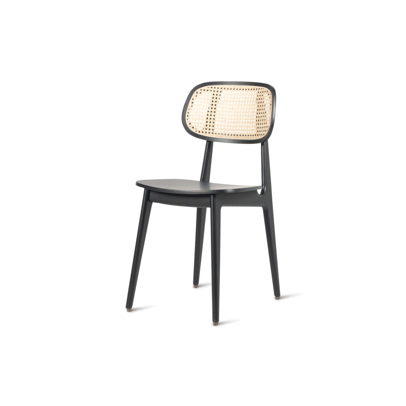 Titus Outdoor Dining Side Chair, Black/Oak