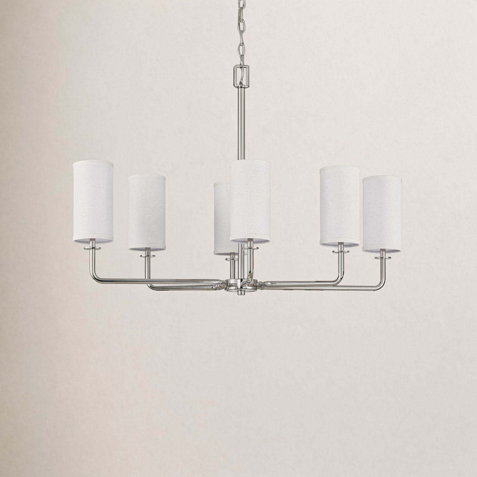 6 - Light Dimmable Chandelier, Nickel