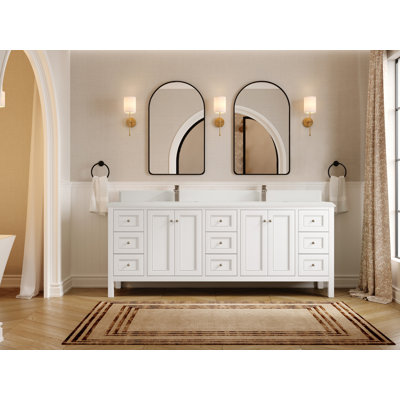 84 po Nashville X P 22 po Meuble-lavabo double en D Evergreen 