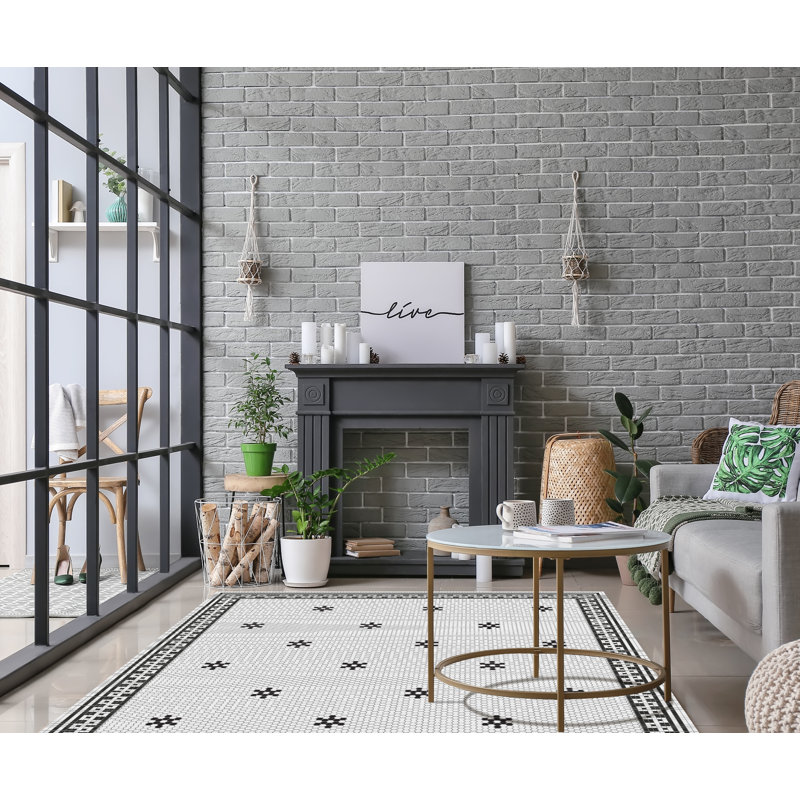 Buyse Vinyl Machine Printed Area Rug, Rectangle 3'3.4" x 4'4.4"