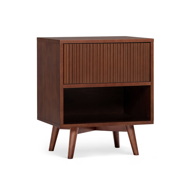 51cm W Solid Wood Bedside Table, Walnut