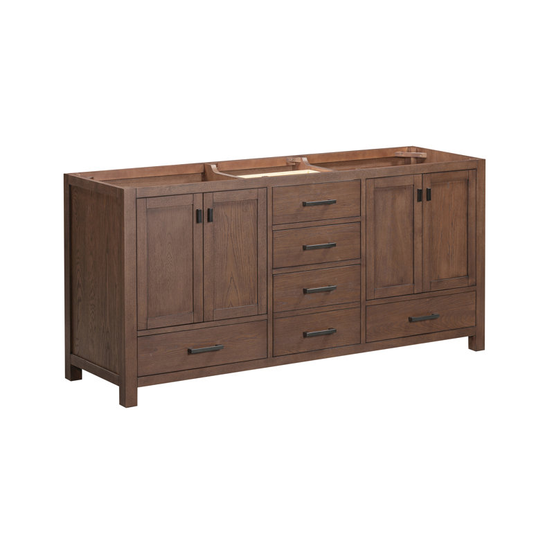 Modero 72'' W Double Bathroom Vanity Base, Mocha Oak