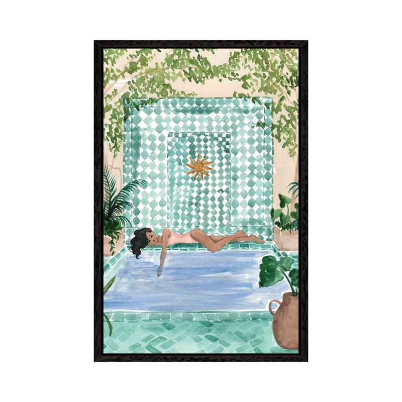 Poolside Siesta by Sabina Fenn - Gallery-Wrapped Canvas Giclée on Canvas, 101.6 cm H x 66.04 cm W, Black Framed