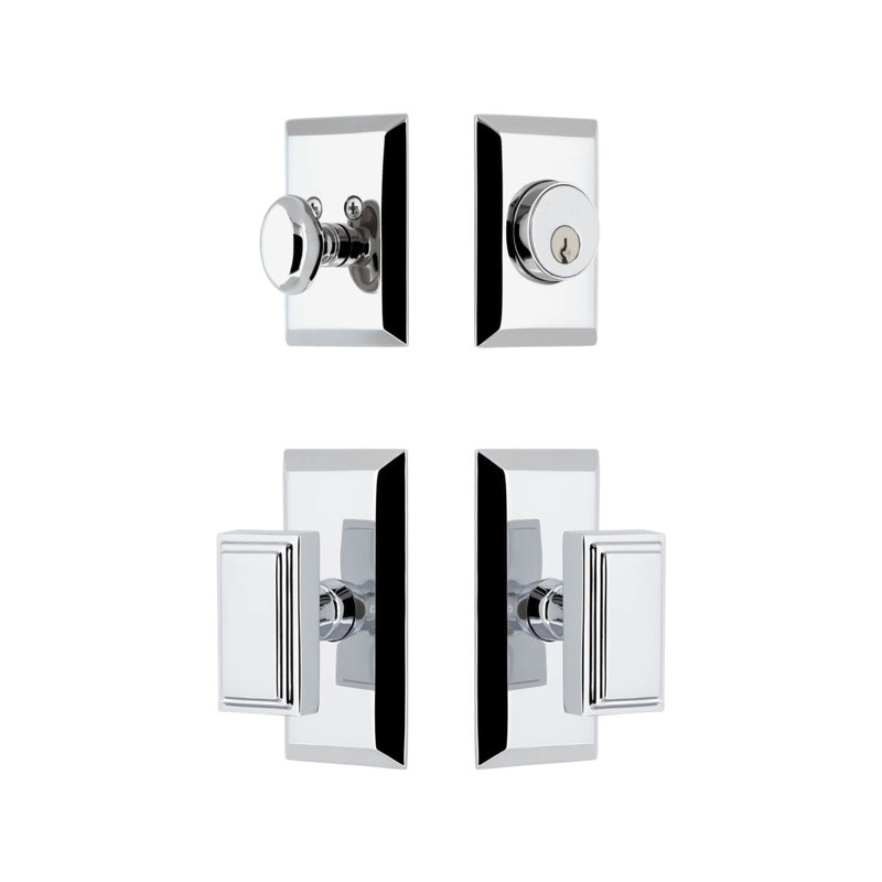 Fifth Avenue Handle With Knob And Deadbolt, 2.375", Bright Chrome