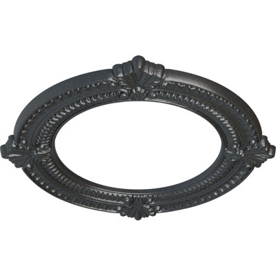 Endurathane Benson Ceiling Medallion, 13 1/8"OD x 8"ID x 5/8"P (Fits Canopies up to 8"), Hand-Painted Pewter Finish