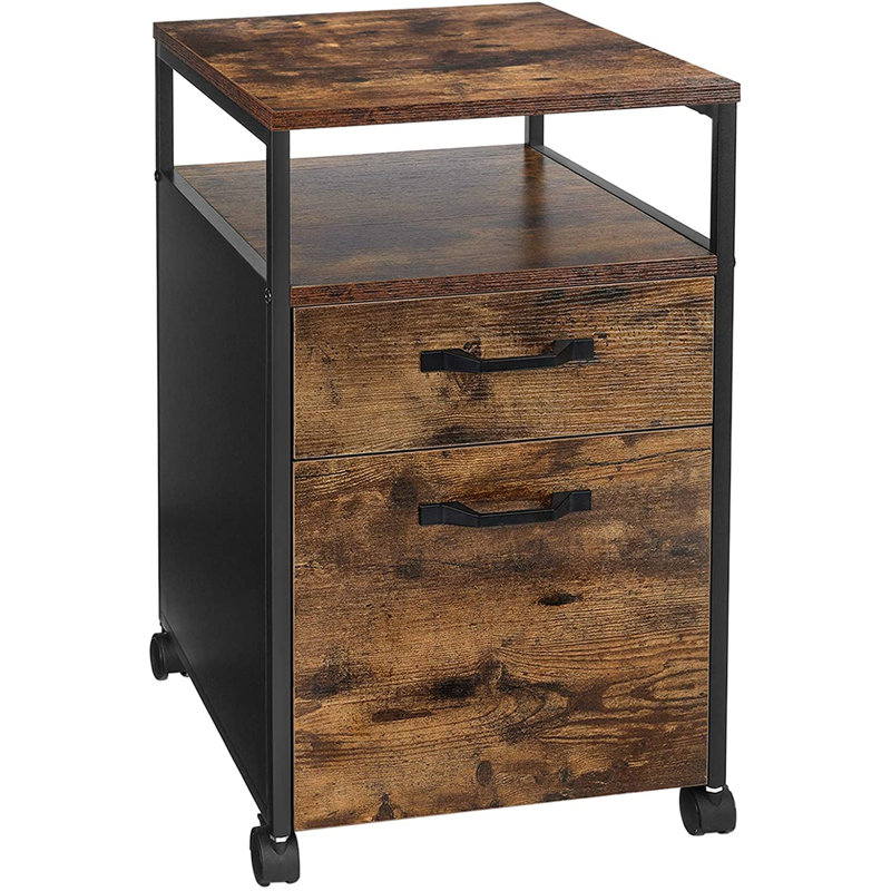 Brixton 41 cm W 2 -Drawer Filing Cabinet, Rustic Brown/Black