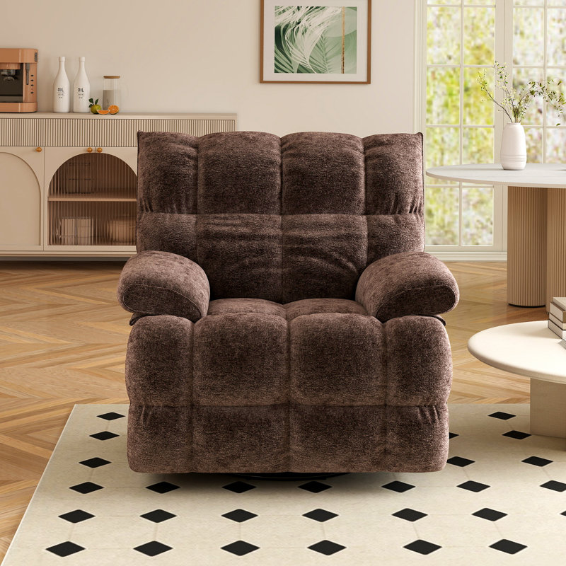41.5" Wide Upholstered Recliner, Oversized Power Swivel Rocker Recliner Chair with USB & Type-C Port, Brown