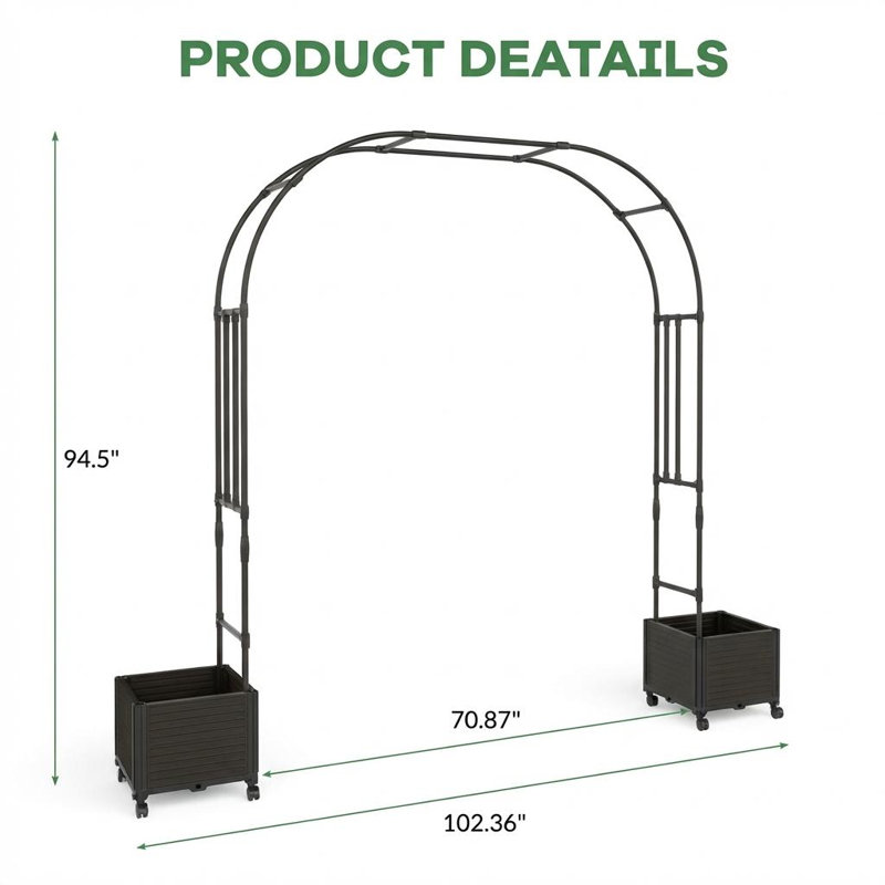 Tonnelle d'extérieur 86,61 pouces en métal robuste, H 94,5 po x l 86,6 po x P 15,7 po