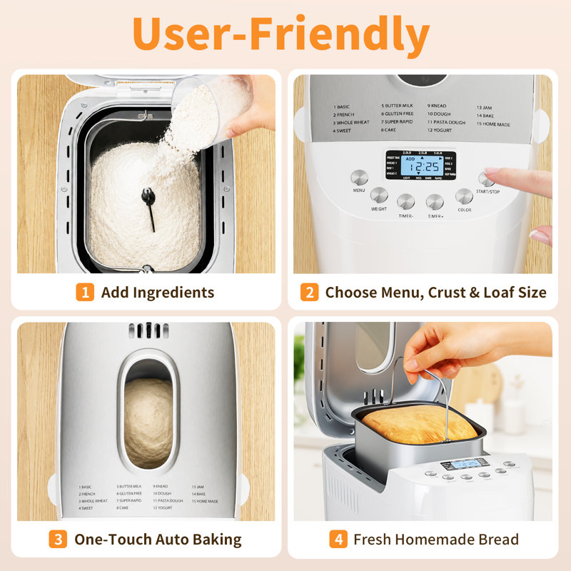 Davivy 3LB Bread Maker Machine 3 Loaf Sizes and 3 Crust Settings
