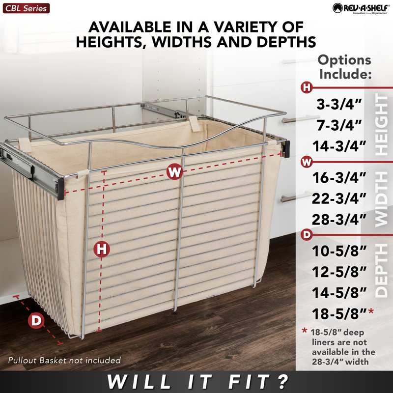 Rev-A-Shelf Basket Liners for Rev-A-Shelf CB Series Closet Baskets, 14.79" H x 28.75" W x 10.62" D