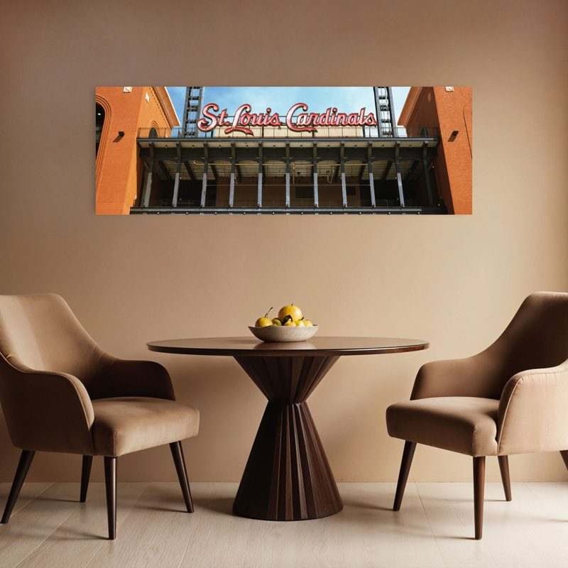 Low angle view of the Busch Stadium in St. Louis Missouri USA 1 Piece Wrapped Canvas Panoramic Wall Art, Orange/Black