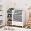 Organisateur de rangement pour enfants et bibliothèque de jouets pour enfants, étagère multifonctionnelle à 4 niveaux avec 3 tiroirs en tissu pliables pour chambre d'enfant