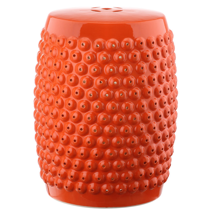 Stella Nail Head Garden Stool , Orange