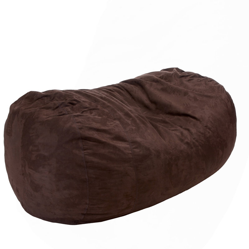 Jasper Traditional Cylindrical Suede Bean Bag, Brown, Brown Fabric