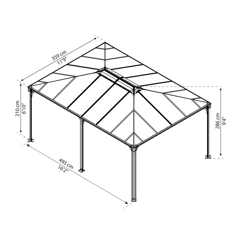 Palram - Canopia Martinique 12' x 16' Aluminum Hardtop Gazebo with Polycarbonate Roof Panels Durable Outdoor Patio Shelter Gray/Bronze