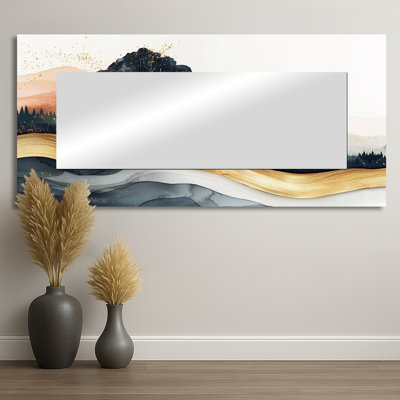 Sunrise Forest In Marble Field Landscape II - Miroir mural décoratif paysages - imprimé sur métal