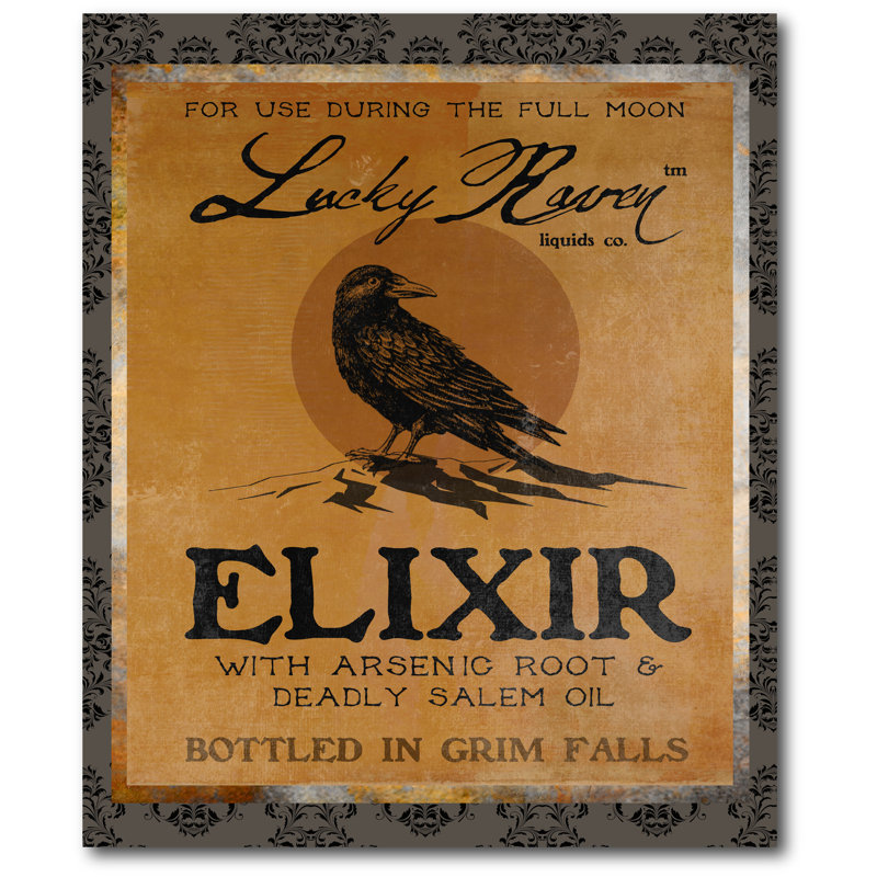 Reproduction d’art textuel sur toile tendue « Lucky Raven », H 20 po x l 16 po x 1,5 po