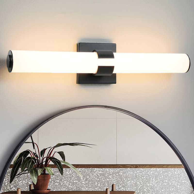 Jesseray 1-Light Integrated LED Dimmable Bathroom Vanity Light Bar with Acrylic Shade , Matte Black