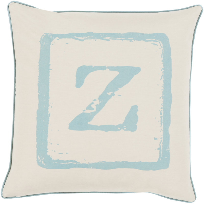 Housse de coussin en coton , 18 po x 18 po, Kaki / bleu sarcelle