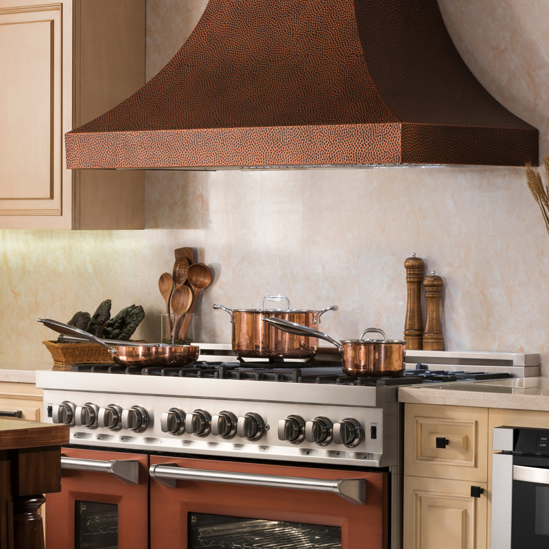 ZLINE 30" Designer Series Fingerprint Resistant Stainless Steel Ducted Wall Range Hood (8632S-30), Hand-Hammered Copper