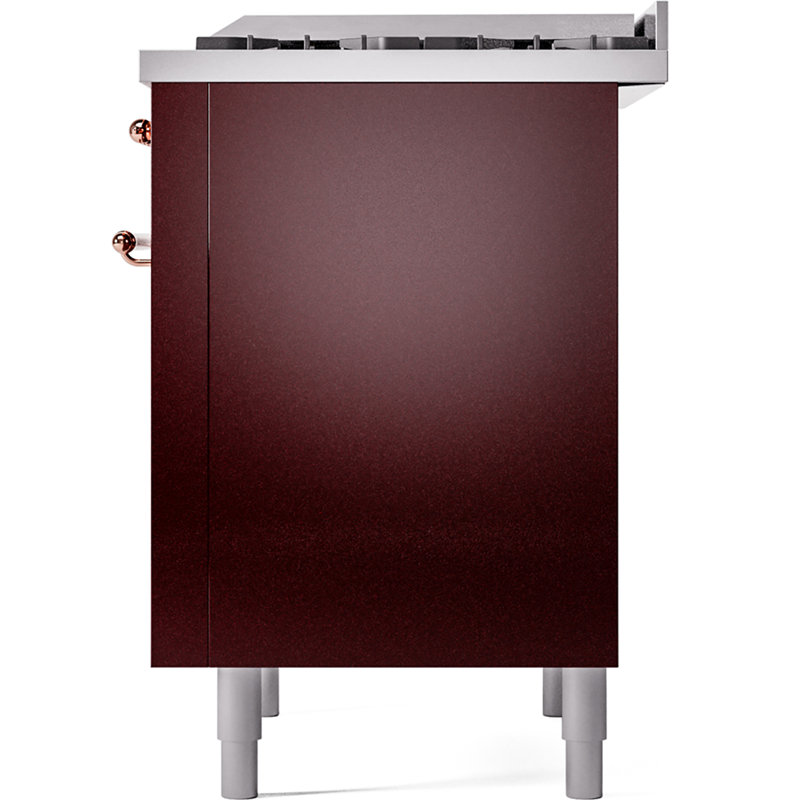 ILVE Nostalgie II 36 Dual Fuel Range, knobs, Burgundy/Copper, Liquid Propane