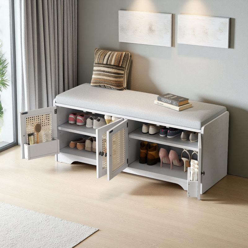 Banc de rangement Rustic, Blanc
